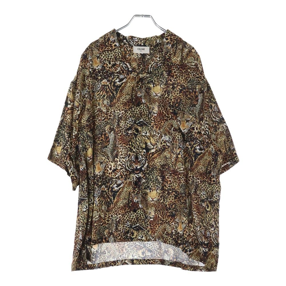 CELINE 2C517251S レオパード総柄半袖シャツ CELINE（セリーヌ） 22SS レオパード柄 開襟 半袖総柄シャツ ブラウン