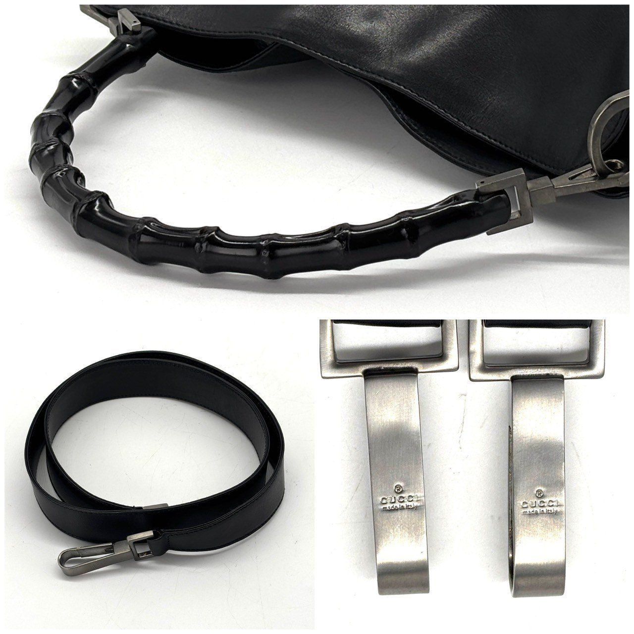 語らずとも伝わる、黒のバンブー】 GUCCI ショルダーバッグ 2WAY 