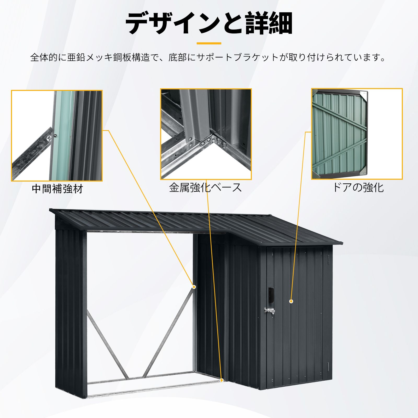 全新品 薪ラック 薪棚 薪ストッカー 屋外 物置 屋外 スチール 両開き 