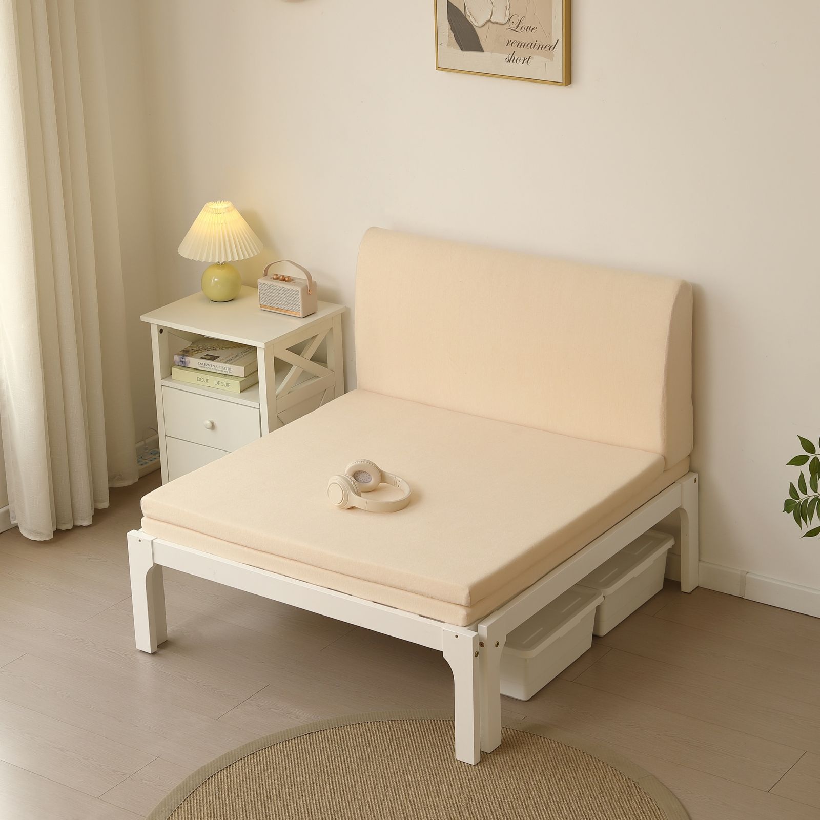 厚さ8cmベージュマット付き】ディベッド ソファベッド シングル 節約