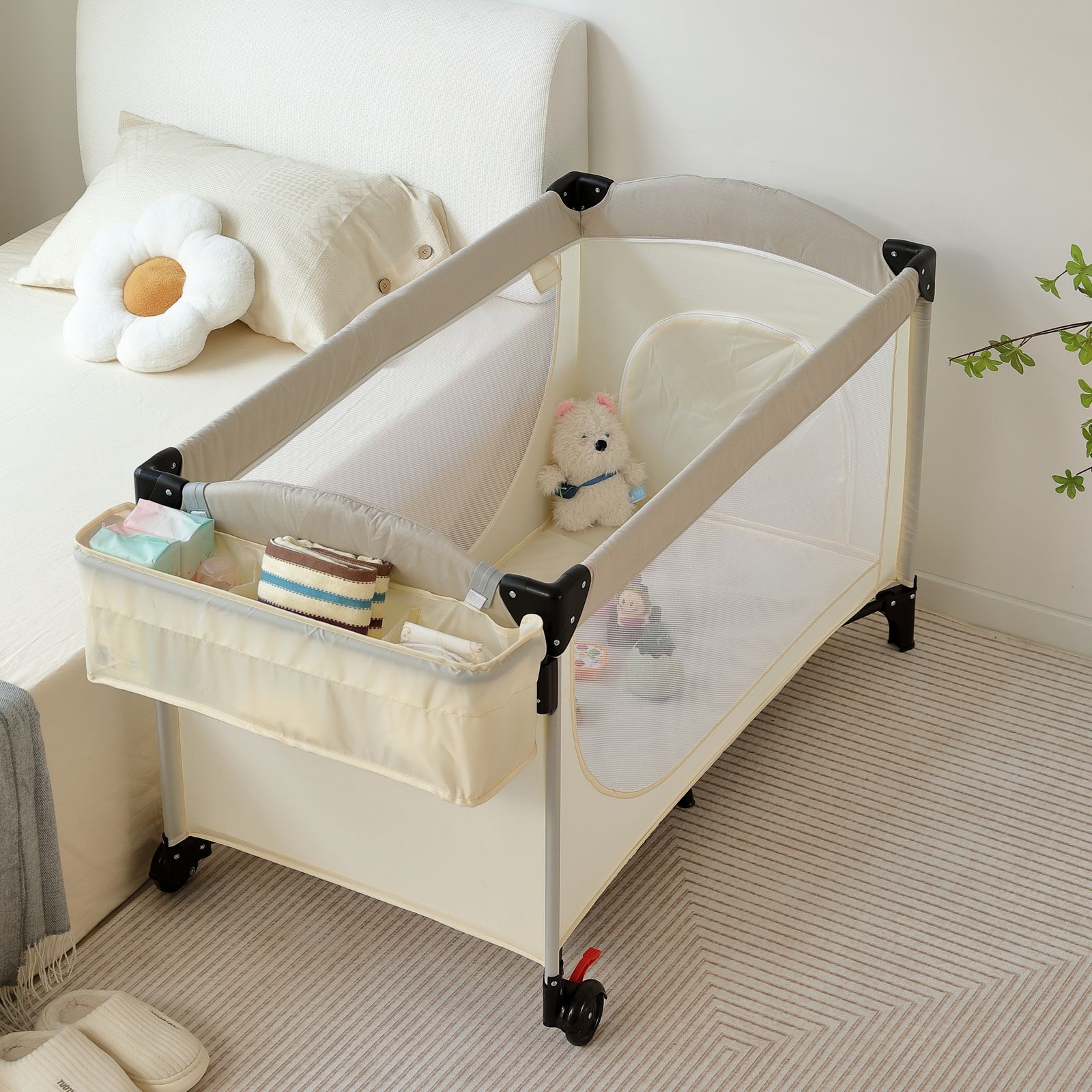 全新品 折りたたみ ベビーサークル おむつ替えテーブル付 収納 