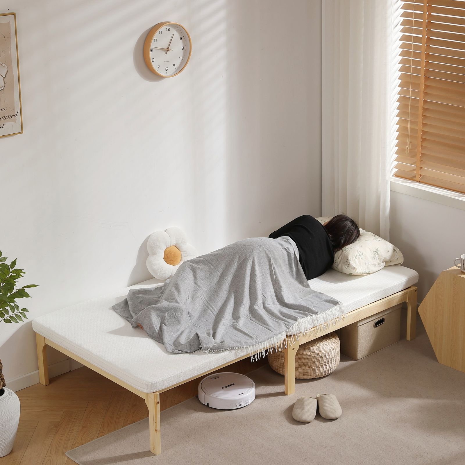 厚さ8cmベージュマット付き】ディベッド ソファベッド シングル 天然