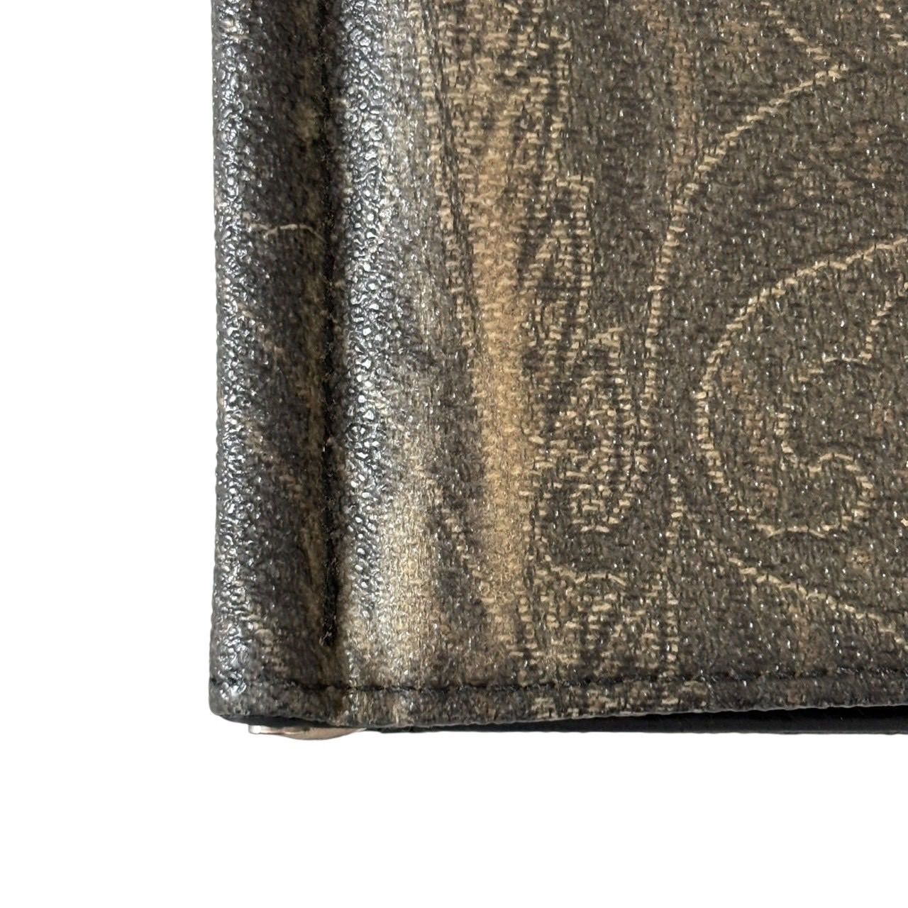  ETRO エトロ 財布 二つ折り財布 折財布 札入れ マネークリップ ペイズリー コンパクトウォレット レザー ブラック系 二つ折り財布 折り財布