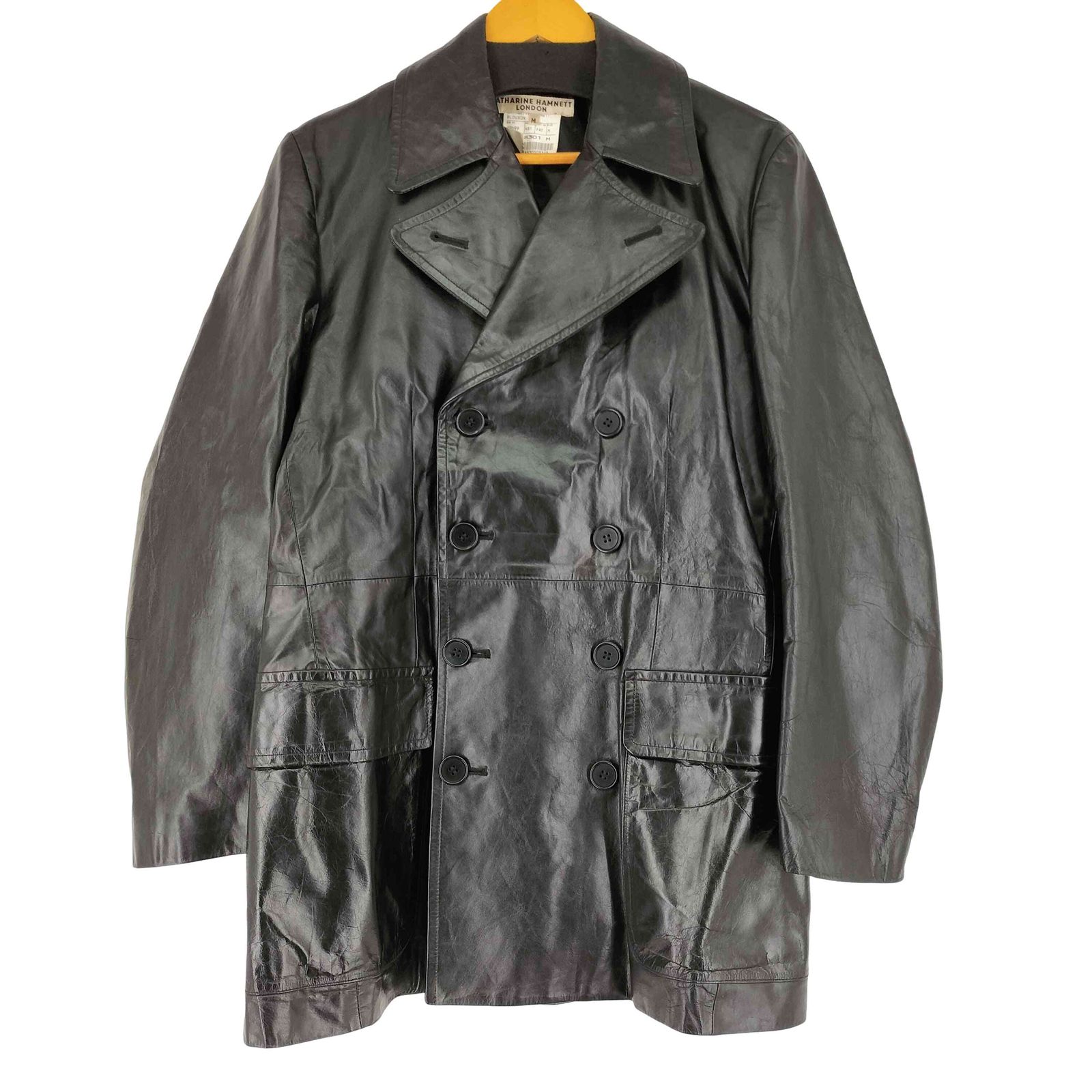 KATHARINE HAMNETT LONDON ブラックレザーコート キャサリンハムネットロンドン KATHARINE HAMNETT LONDON レザー