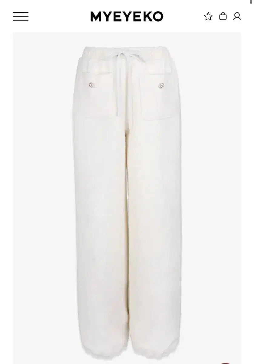 マイアイコ ウィンター ブークレ パンツ アイボリー ロング丈