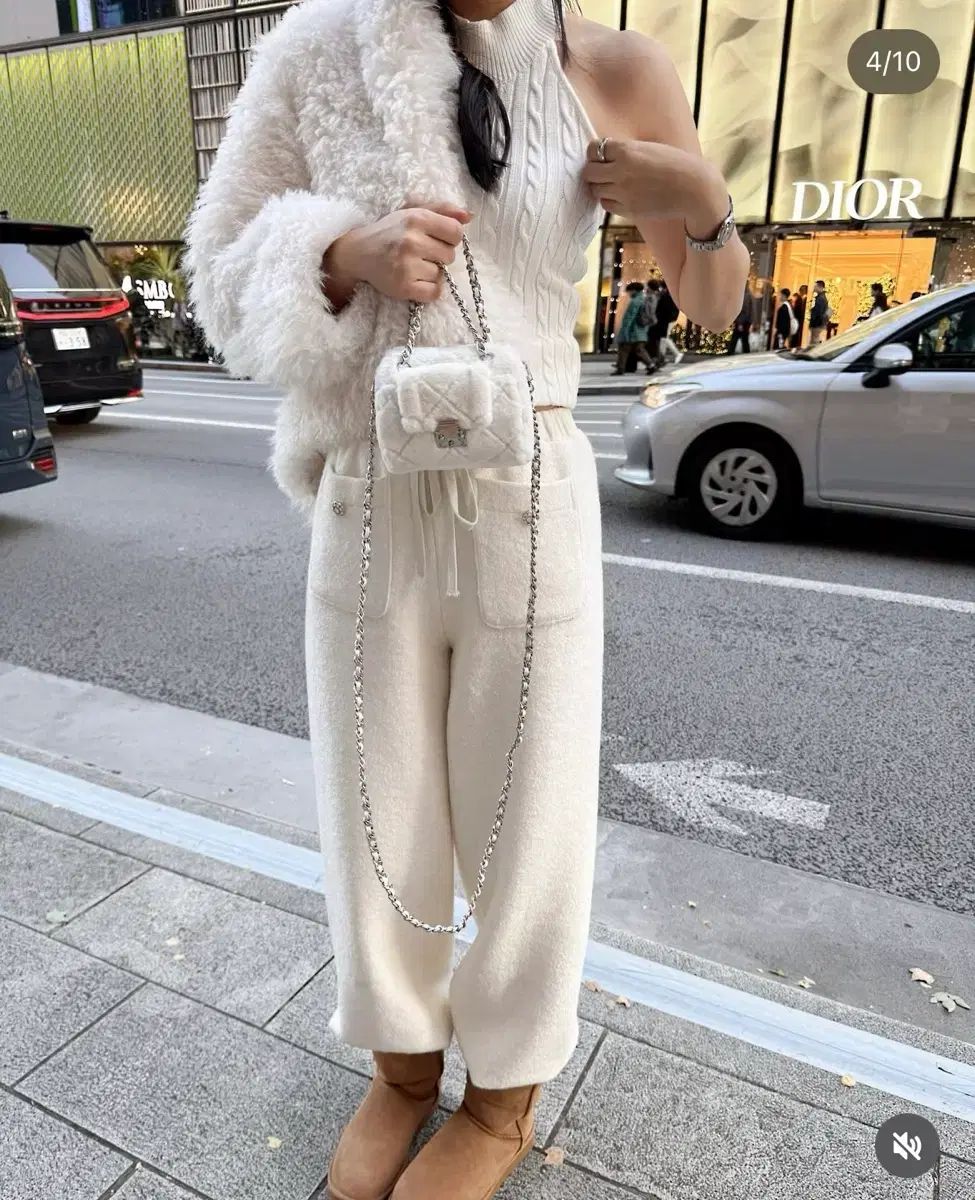 マイアイコ ウィンター ブークレ パンツ アイボリー ロング丈