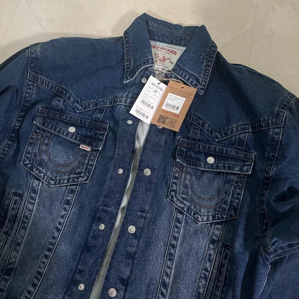 新品(L)トゥルーレリジョン デニム トラッカージャケット Indigo