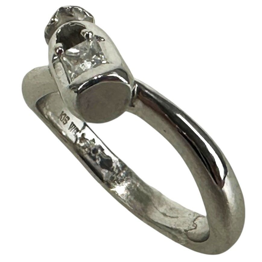 K 18 WG デザインリング 指輪 約6.0 g D 0.177 ct ダイヤモンド 約12号 ホワイトゴールド ジュエリー レディース -B 9356