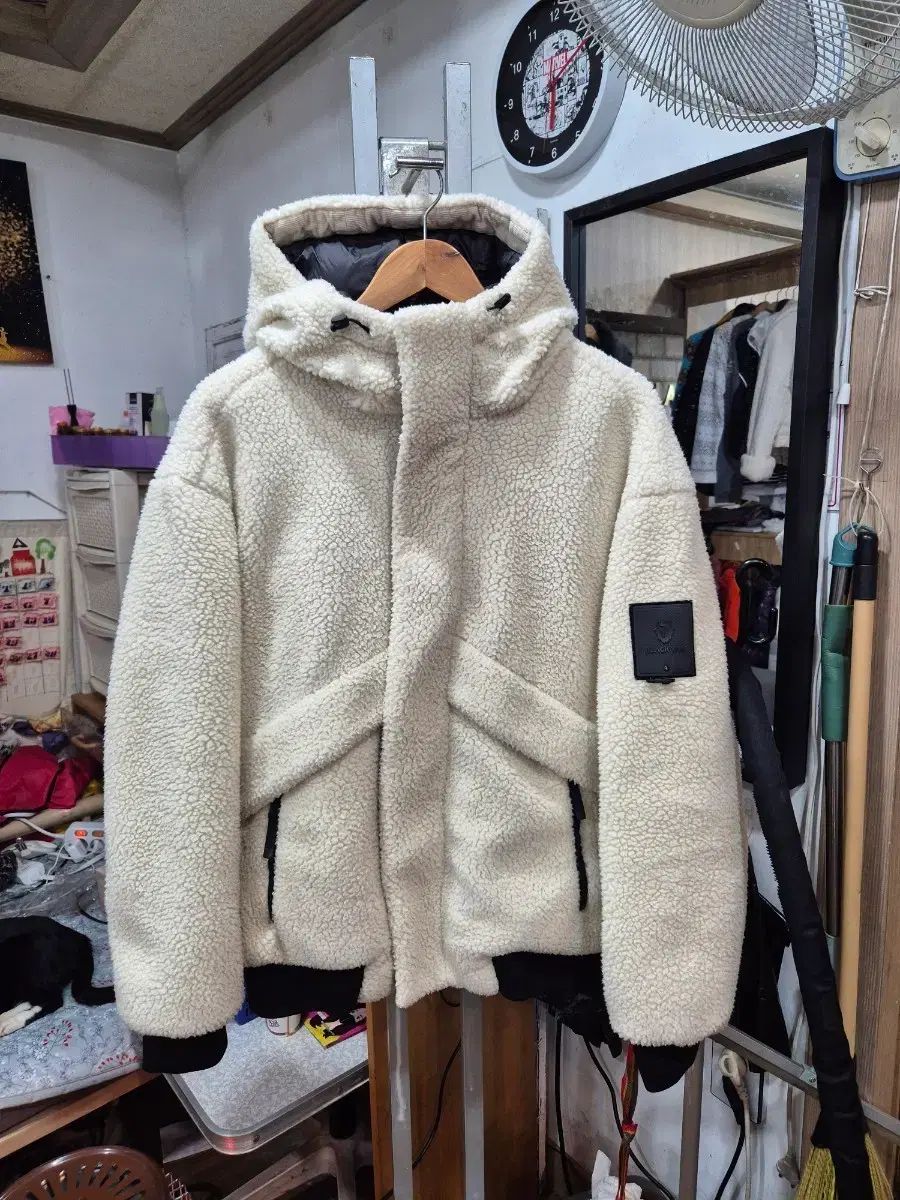 フリースボアフードジップアップダウンジャケット アイボリー100