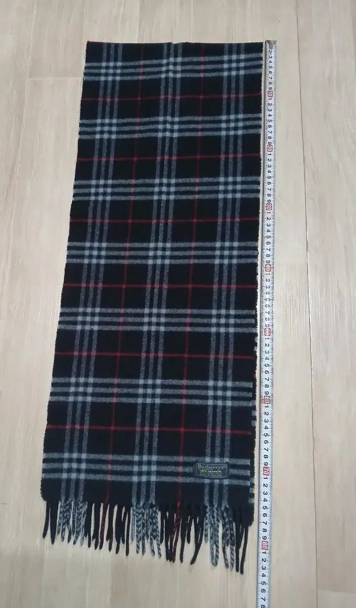 バーバリー カシミア ブラック チェック マフラー