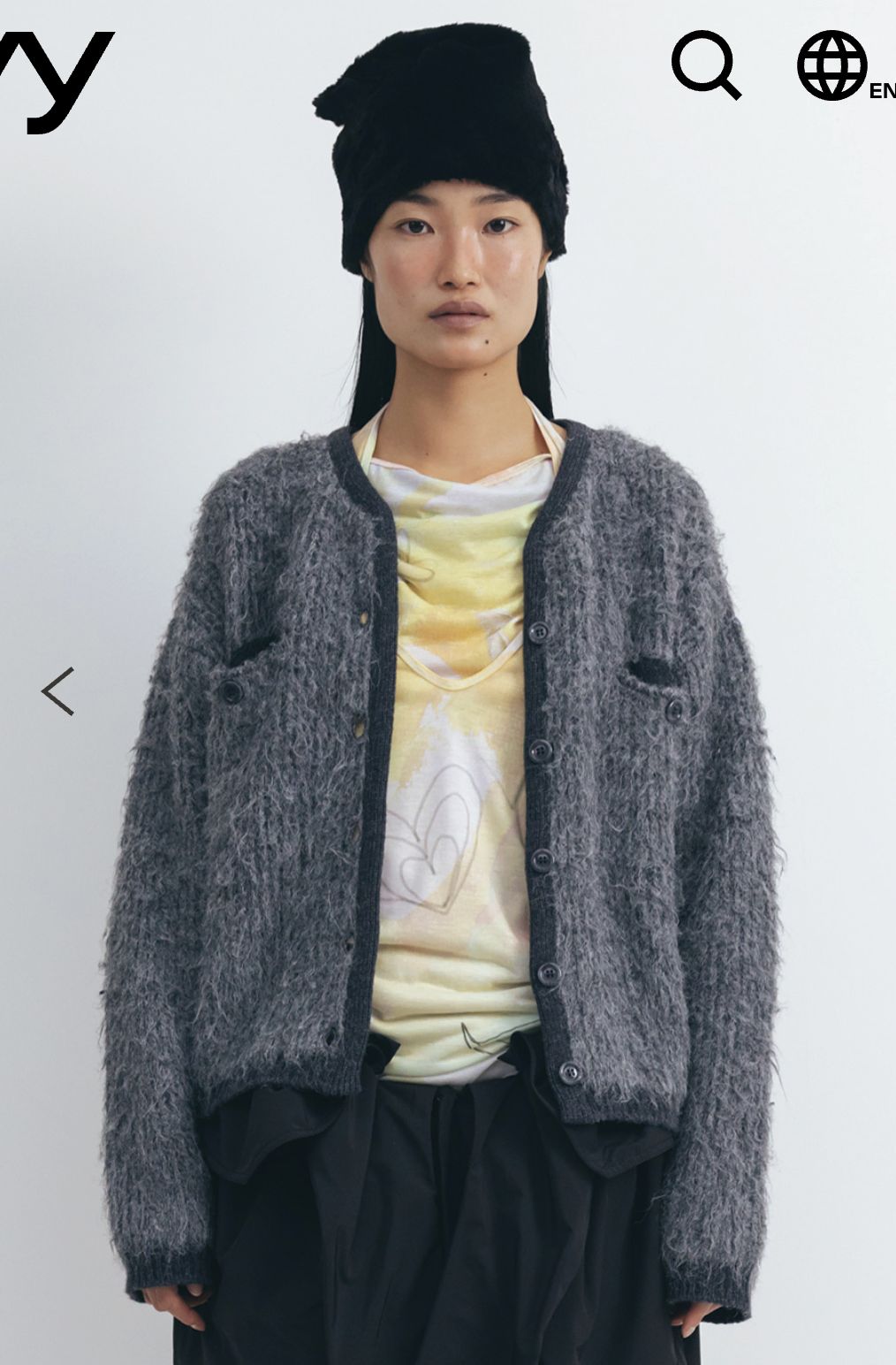 OPEN YY SHAGGY CARDIGAN JACKET GRAY S