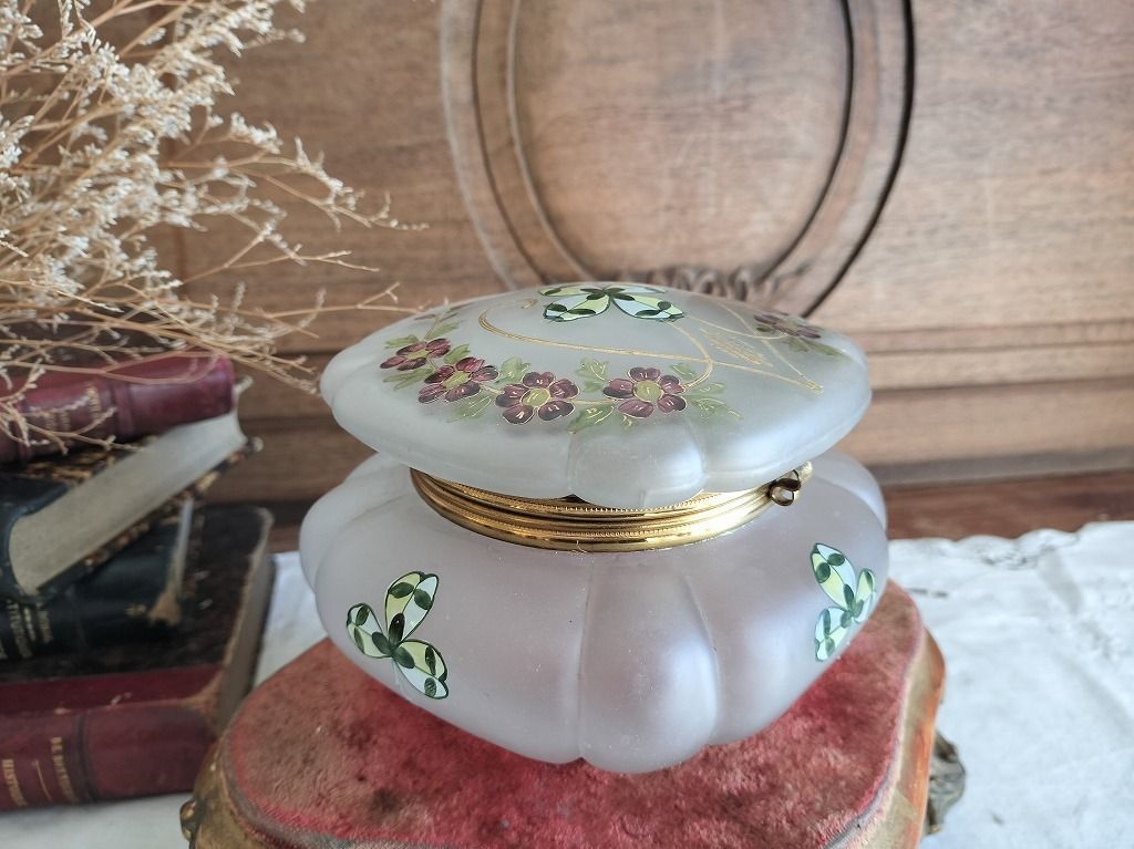 フランス アンティーク 素敵な エナメル絵 大 装飾 ガラスケース 1900年