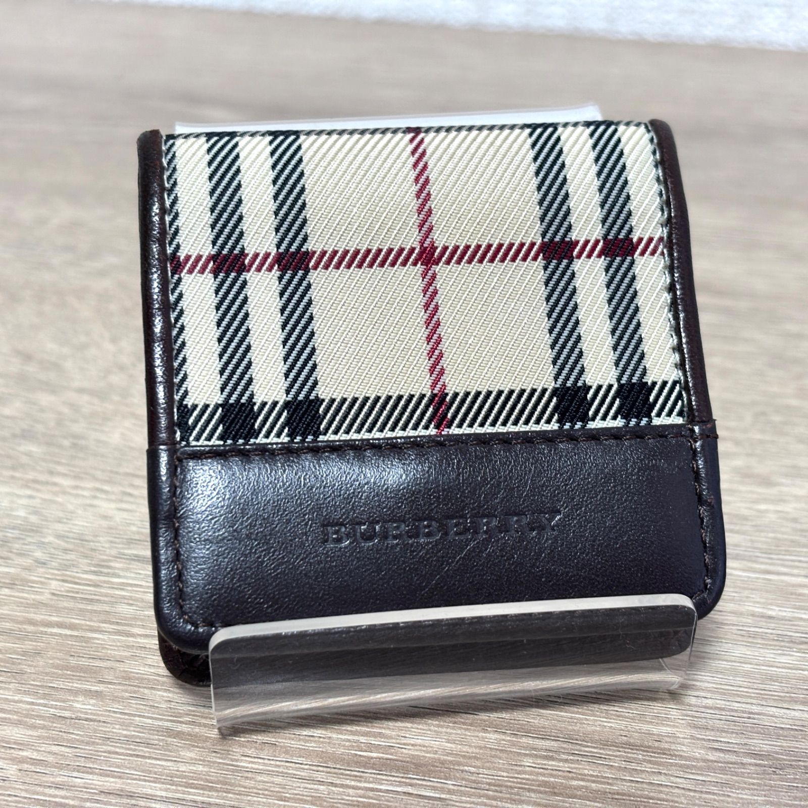 BURBERRY バーバリー ノバチェック コインケース 小銭入れ ウォレット レザー キャンバス ブラウン 茶 メンズ レディース