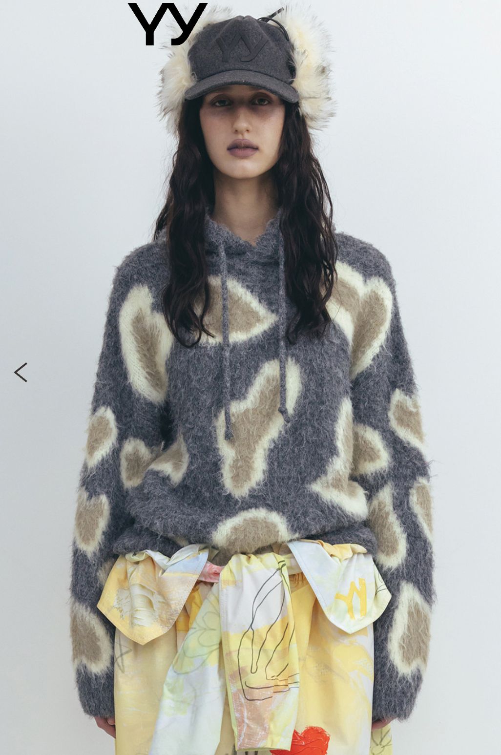 open yy ニット LEOPARD IN LOVE HOODIE GRAY