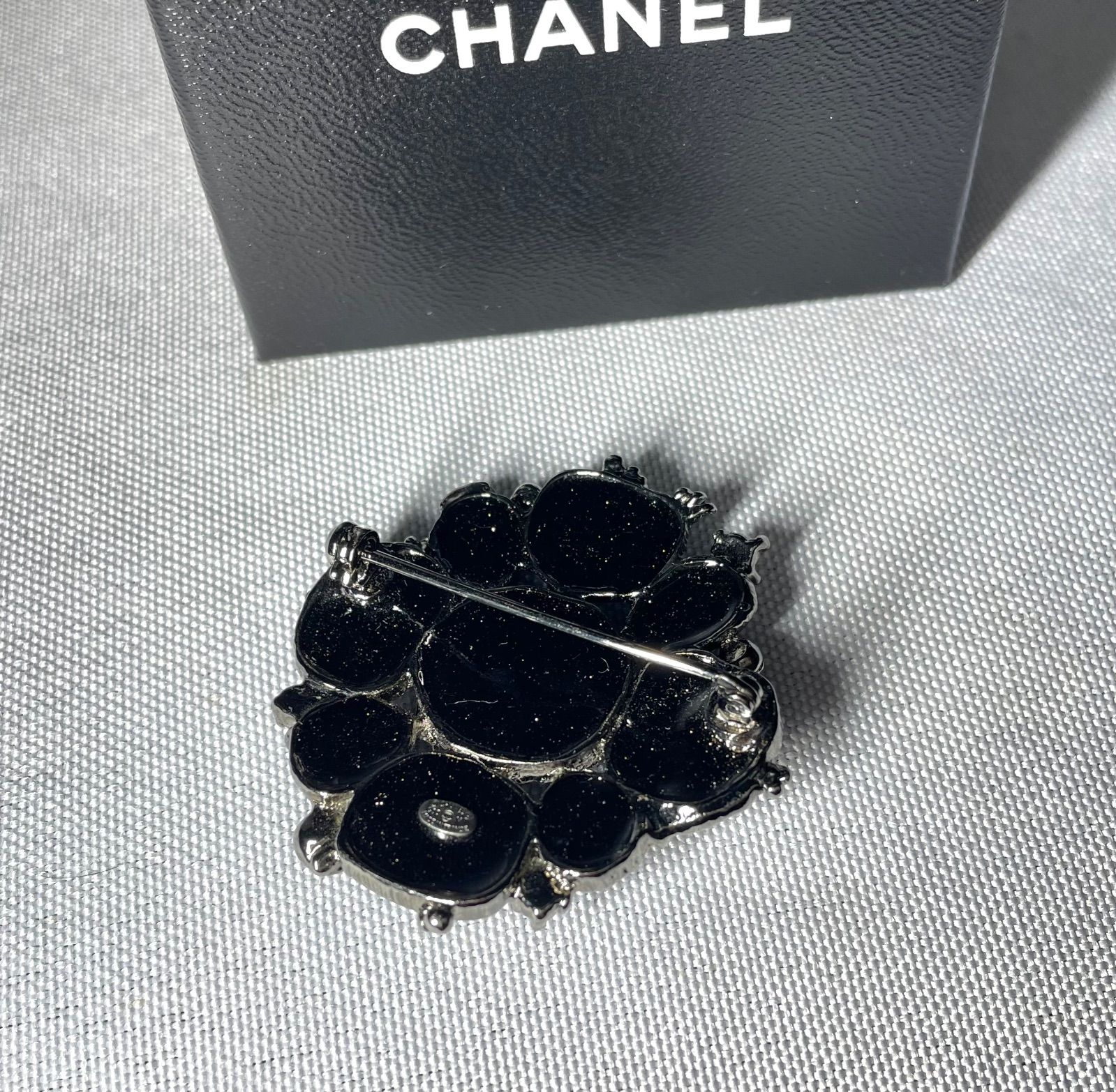 正規品 CHANEL シャネル ココマーク 黒 × ラメ リング 指輪