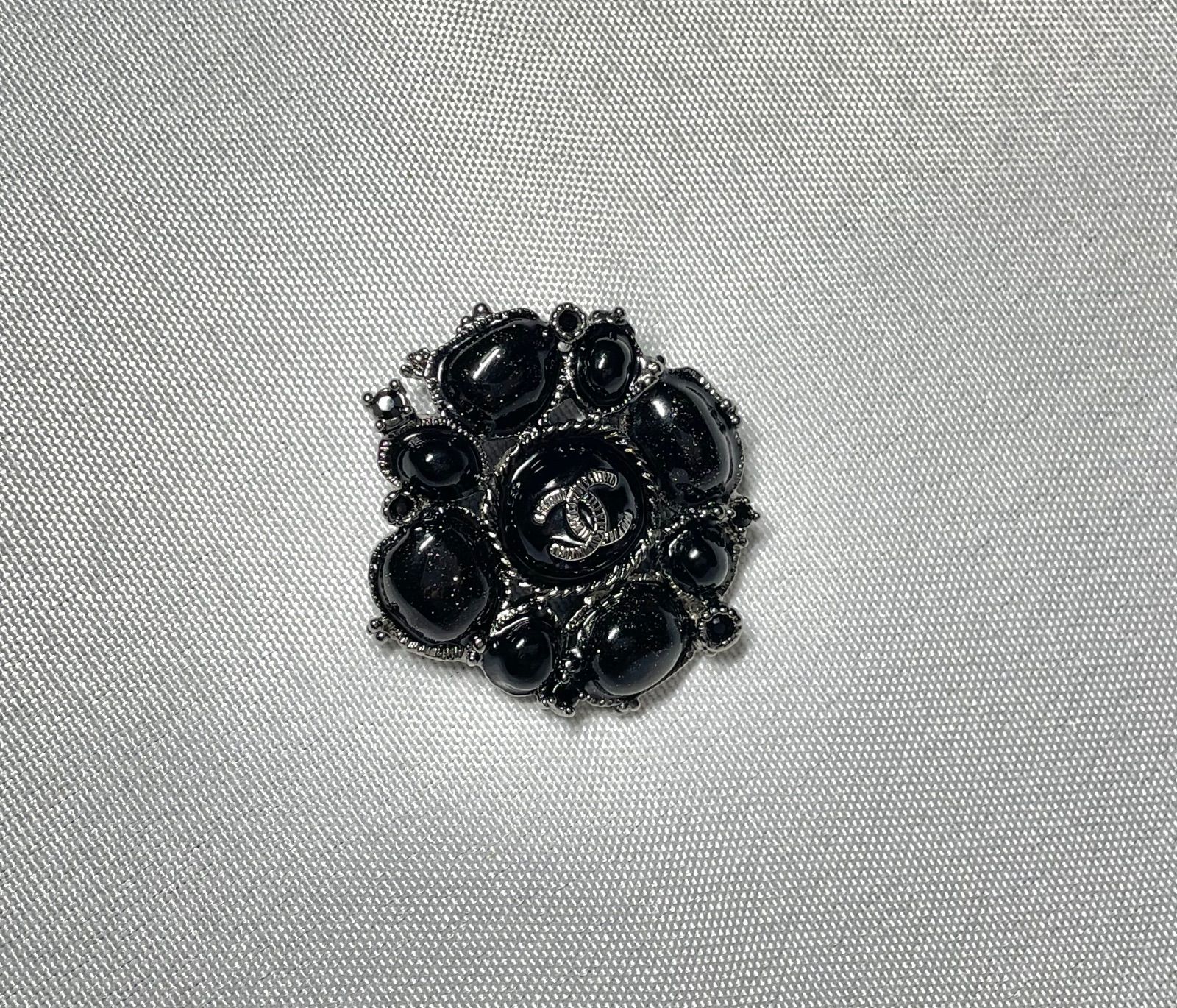 正規品 CHANEL シャネル ココマーク 黒 × ラメ リング 指輪