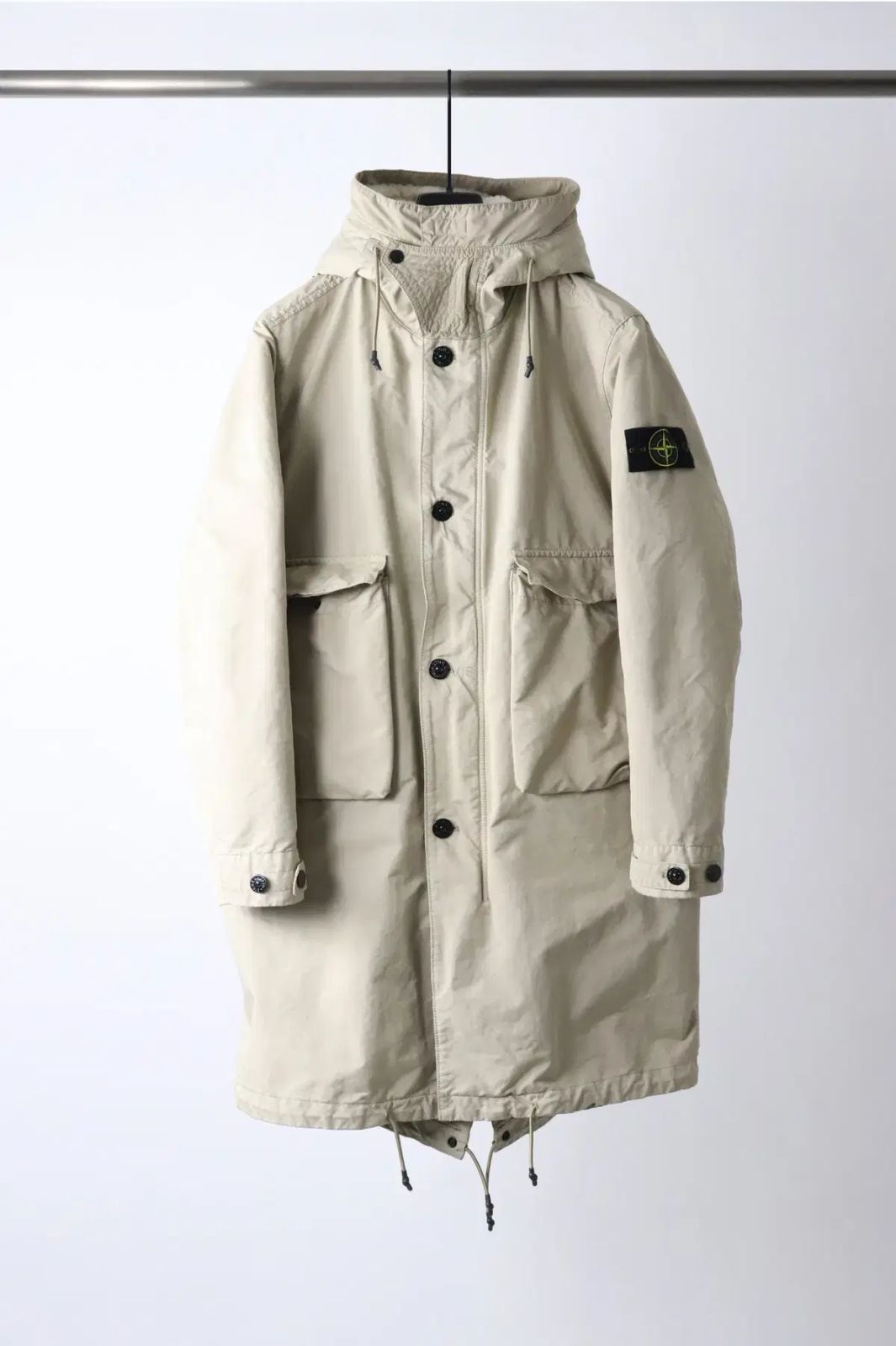 ストーンアイランド 荼毘 レイヤー フィッシュテールパーカ ベージュ L