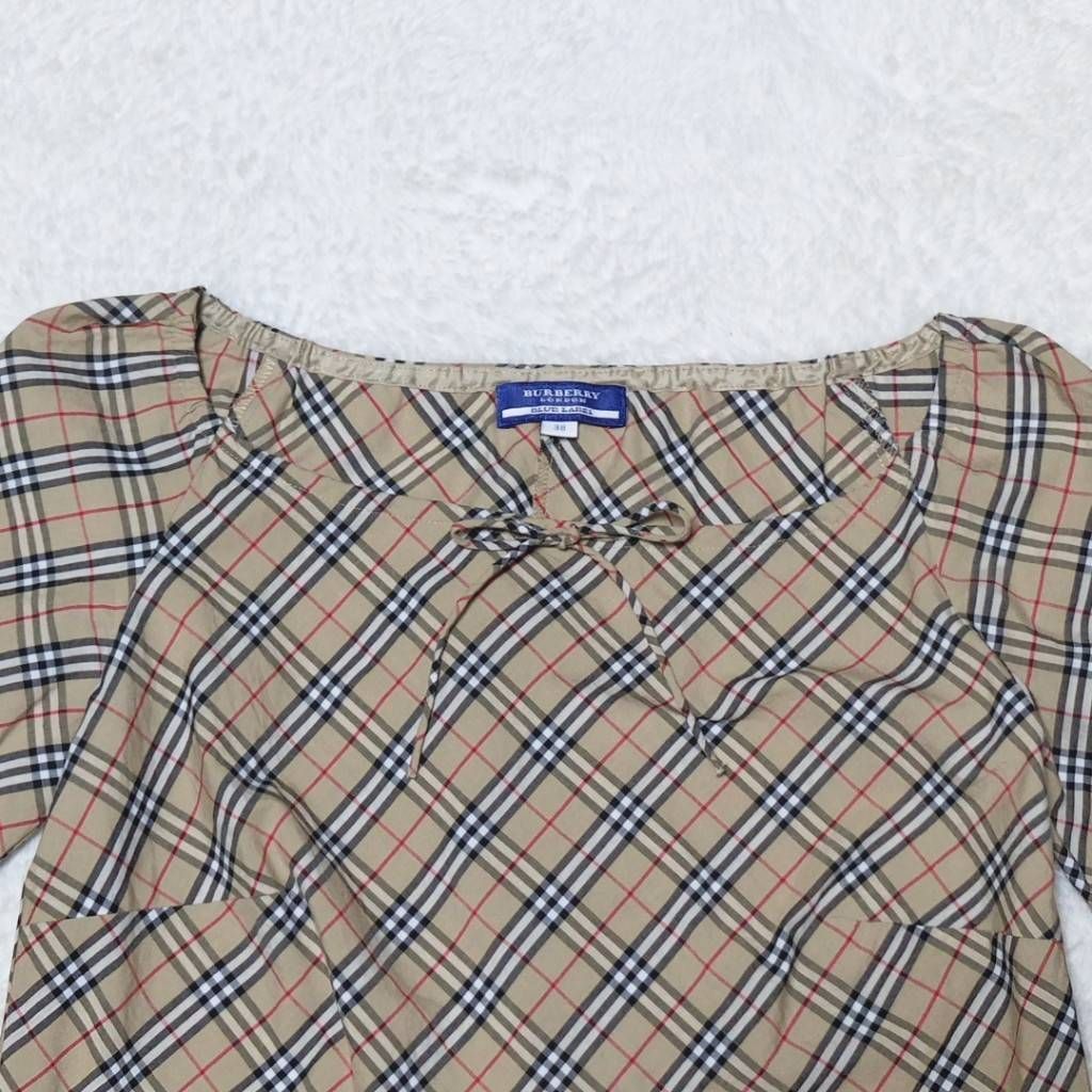 Y2K バーバリーブルーレーベル ノバチェック ポロシャツ ベージュ 38