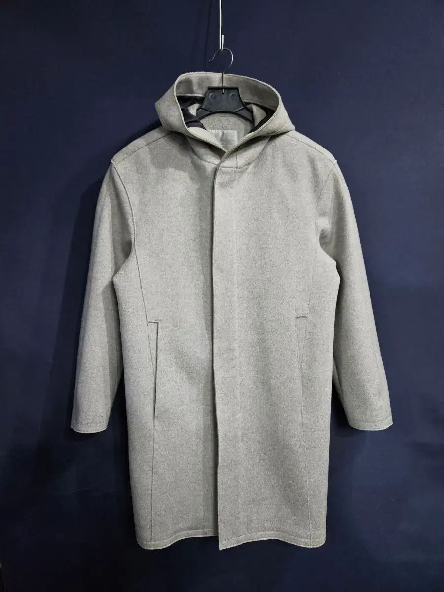 TIME HOMME グレーCOLOR メンズ セミオーバーサイズ 95 フード ハーフコート