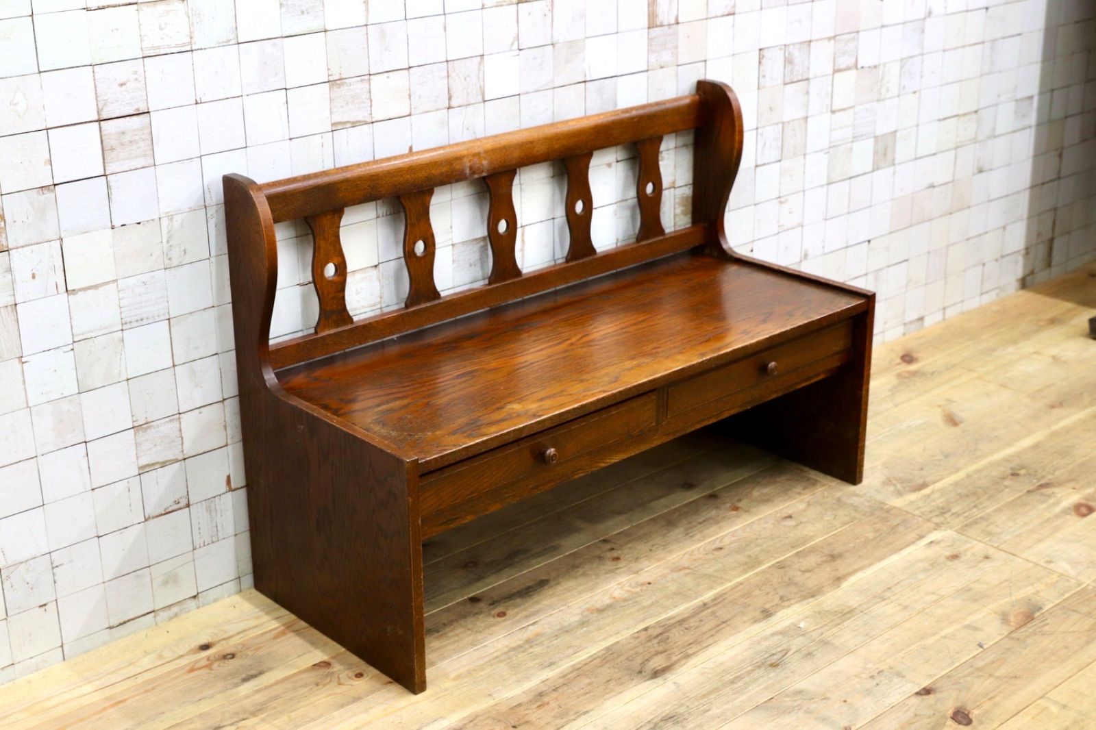 GMIK 718○三越家具 Brugge ブルージュ アンティーク ベンチ サイドチェア 椅子 レトロ オールド カントリー 英国スタイル