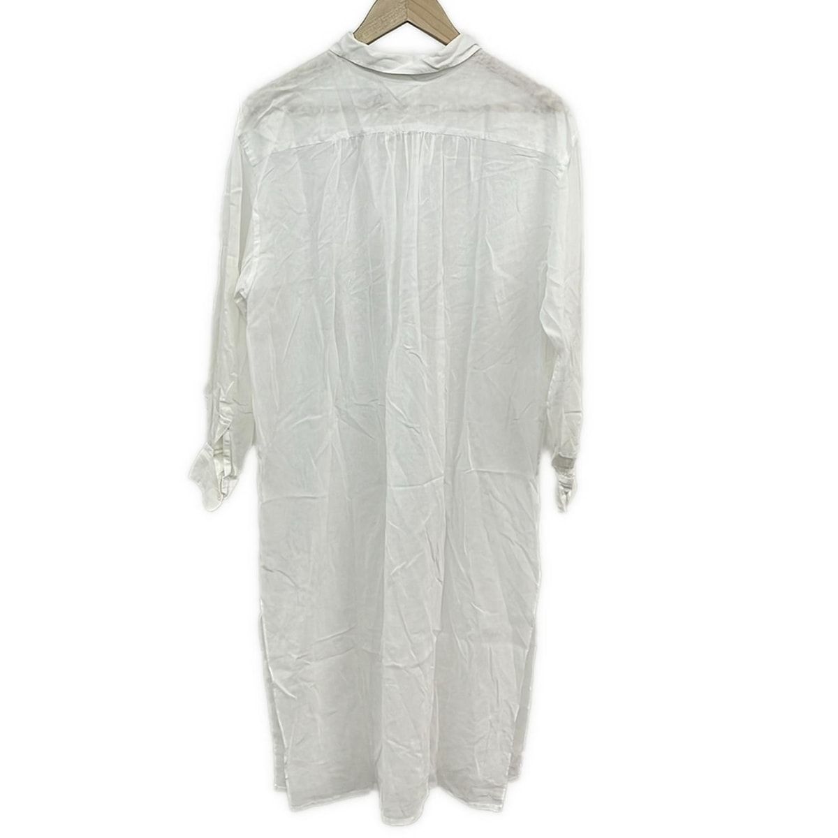 HYKE ハイク ワンピース サイズ1 S レディース 白 レギュラーカラー 長袖 ロング シャツワンピ シースルー