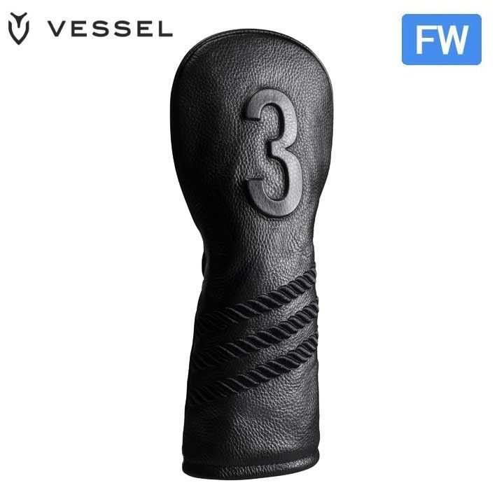 ベゼル VESSEL HC 1123 LUX ヘッドカバー Embossed Leather FW フェアウェイ 3 W 用 ストライプ ブラック 天然皮革