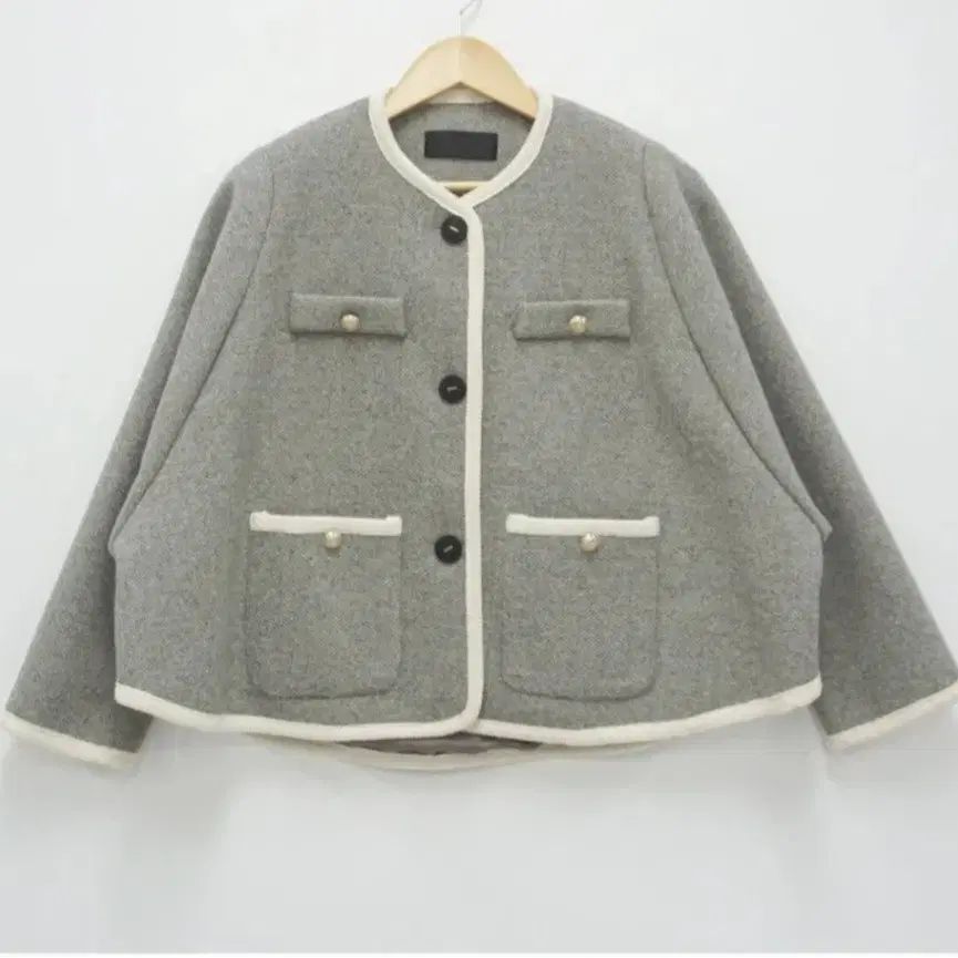 ノーカラー ルーズフィット ショートジャケット habi unni