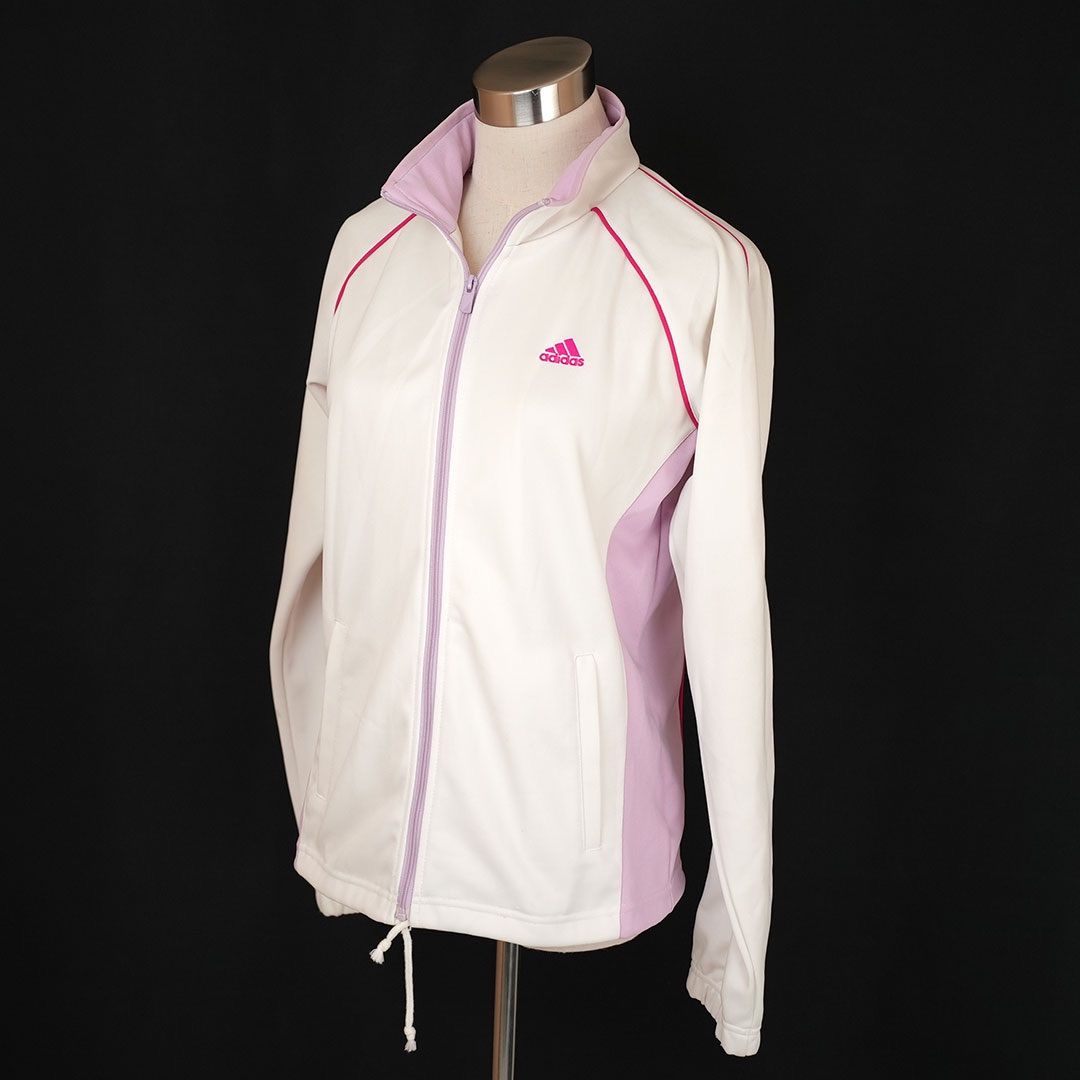 adidas CLIMLITE ピンク・ホワイト ジャケット　L 美品】adidas アディダス トラックジャケット ジャージ CLIMALITE