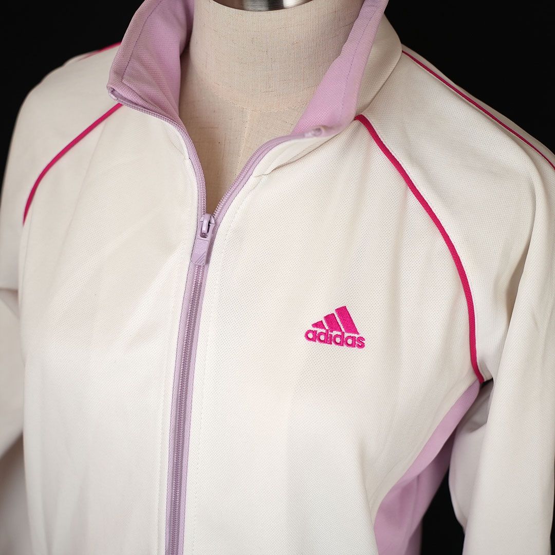 adidas CLIMLITE ピンク・ホワイト ジャケット　L 美品】adidas アディダス トラックジャケット ジャージ CLIMALITE