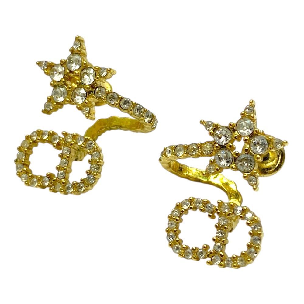 美品 Dior ピアス クレール ディー リュヌ CDロゴ ラインストーン 片耳 現行 ディオール クレール・ディー・リュヌ ピアス アクセサリー CD