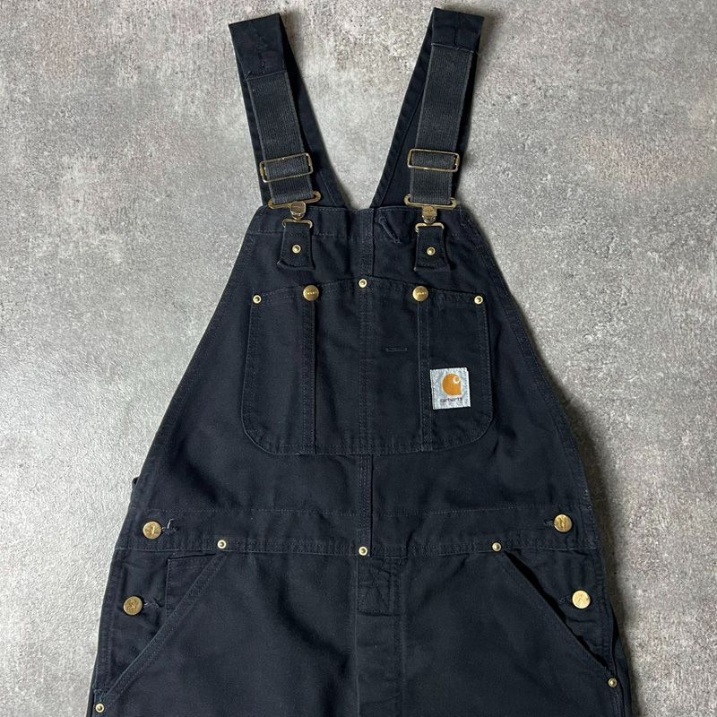 90 s Carhartt ダブルニー ダック オーバーオール パンツ 36 34 90年代 アメリカ製 オールド カーハート ペインター ツナギ ブラック
