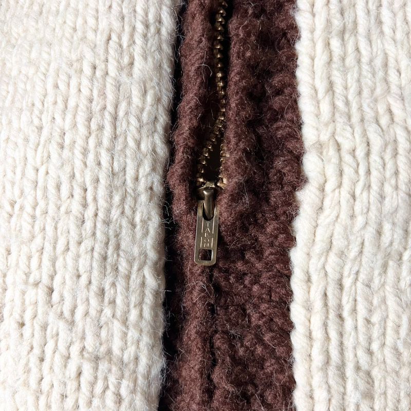 60s ウシ 総柄 フルジップ ウール カウチン ニット セーター / 60年代