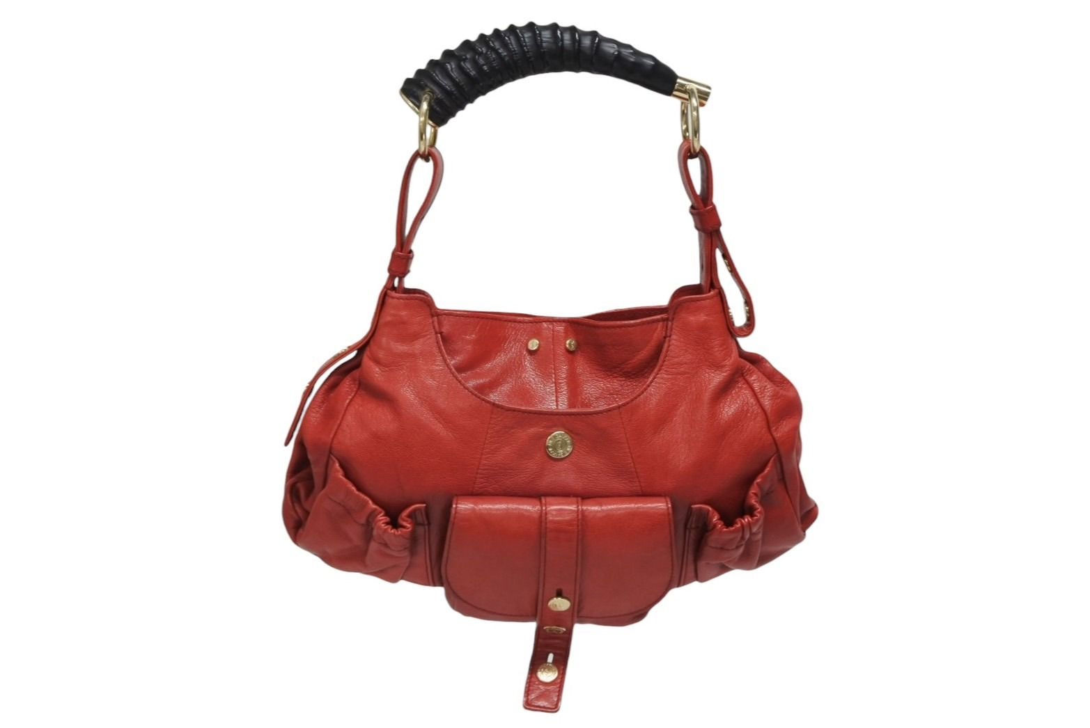 YVES SAINT LAURENT イヴサンローラン モンバサ ホーボー ハンドバッグ コットン レザー 鹿角 ワンショルダー 135153 4 b 010996