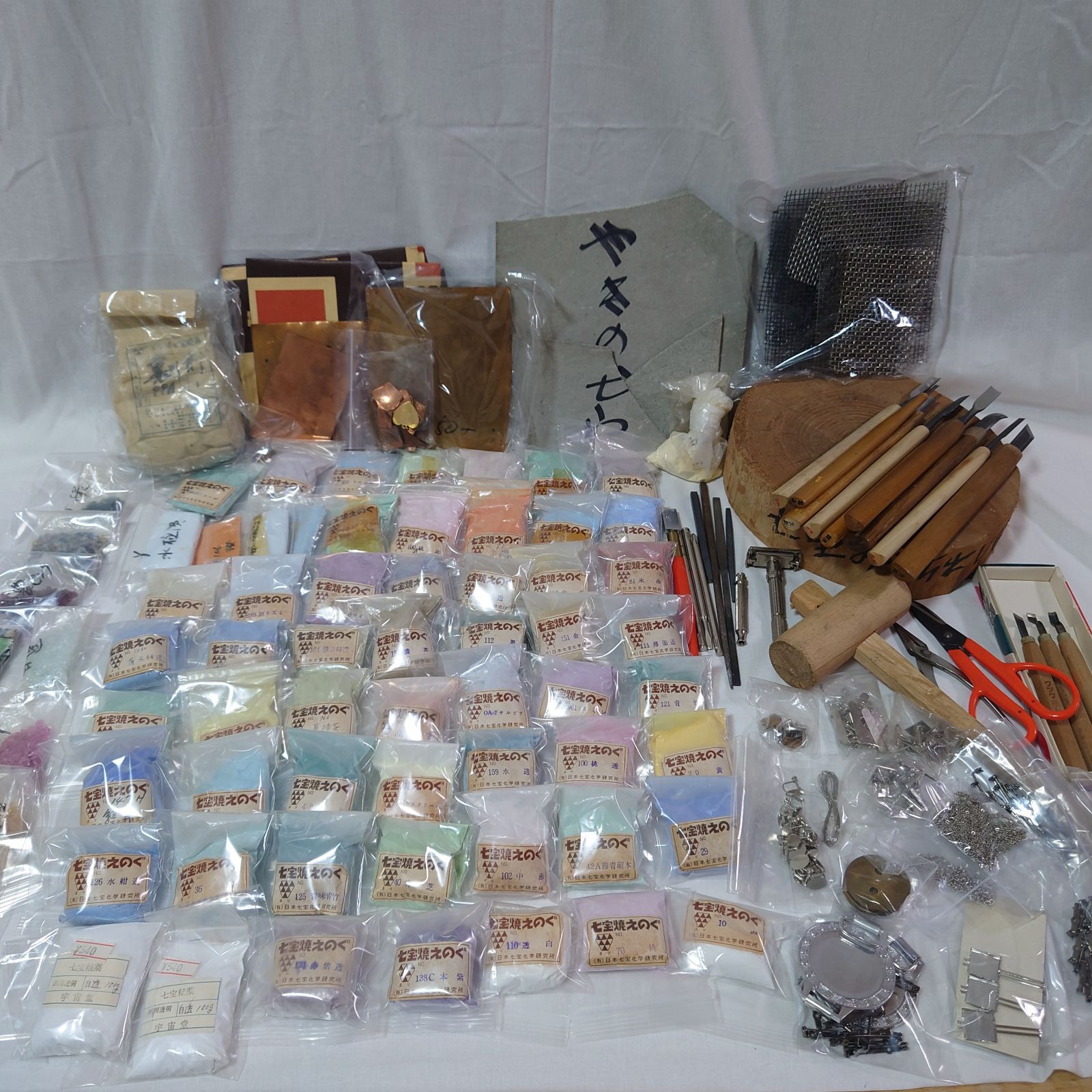 七宝焼 ハンドメイド フルセット 電気炉 絵具 素材 銅板 網 彫刻刀等