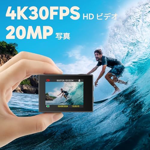 AKASO アクションカメラ EK 7000 4 K 30 FPS 20 MP 水中カメラ WiFi搭載 外部マイク対応 40 M防水 170度広角レンズ リモコン付き 1050 mAhバッテリー 付き アクションカム ウェアラブルカメラ 豊 71 ab 6 b 67