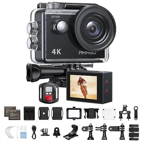 AKASO アクションカメラ EK 7000 4 K 30 FPS 20 MP 水中カメラ WiFi搭載 外部マイク対応 40 M防水 170度広角レンズ リモコン付き 1050 mAhバッテリー 付き アクションカム ウェアラブルカメラ 豊 71 ab 6 b 67