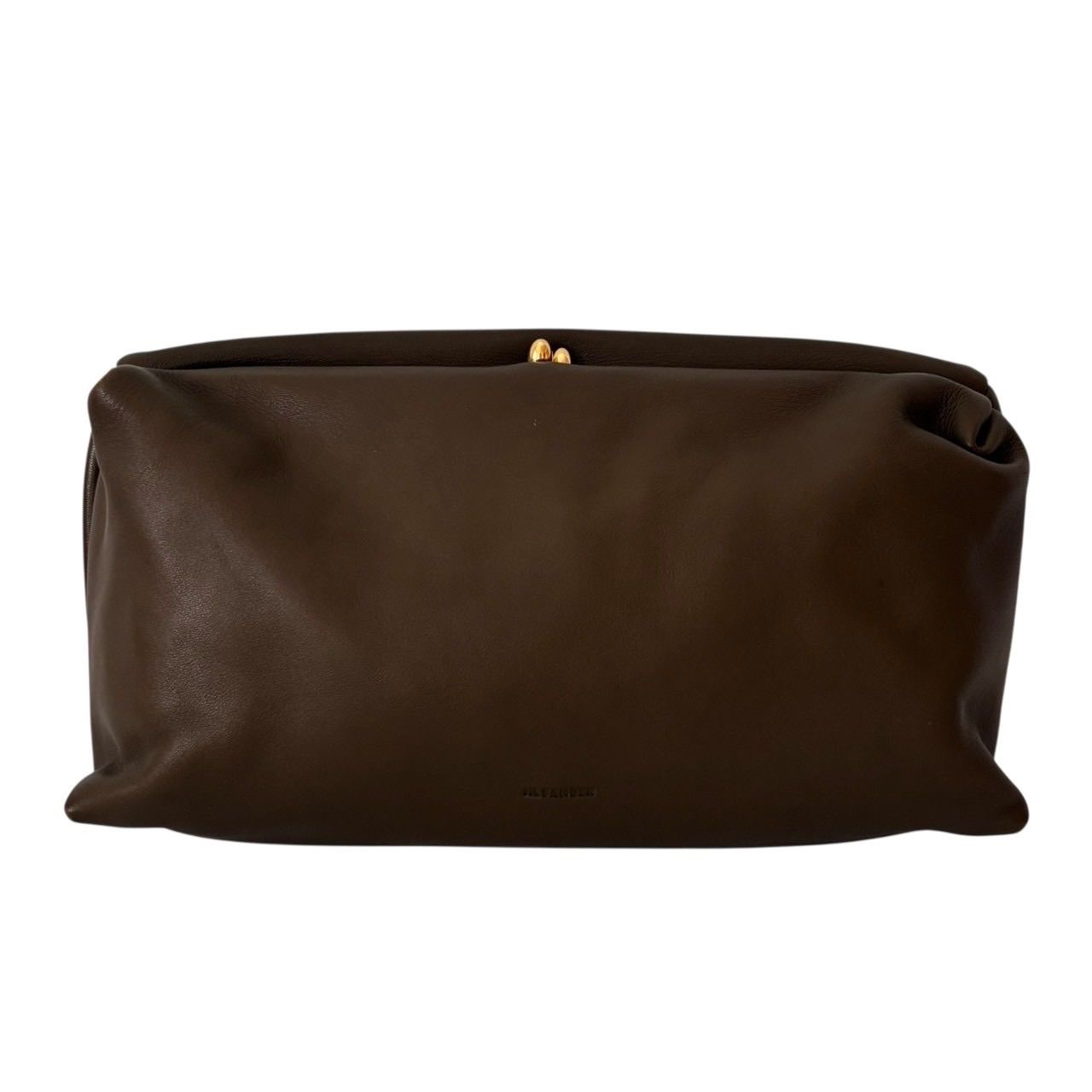 JIL SANDER ジルサンダー セカンドバッグ クラッチバッグ クラッチポシェット バッグ 手持ち鞄 がま口 ロゴ レザー カーキ