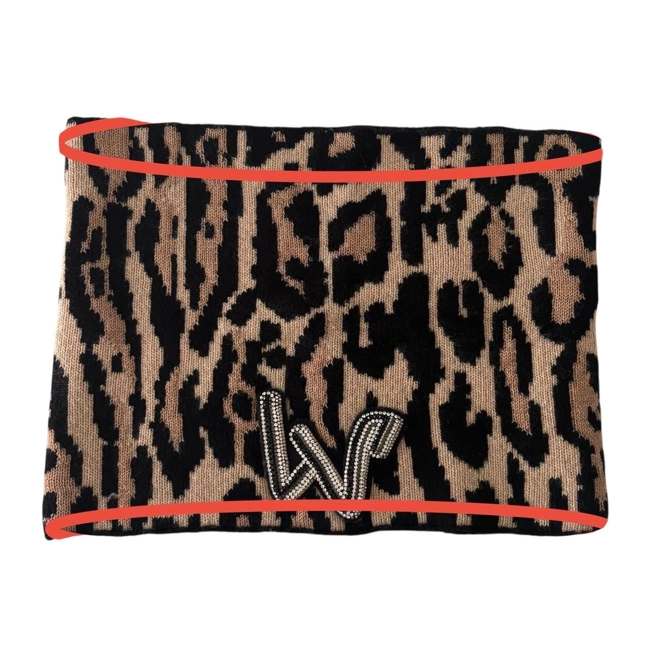 LOUIS VUITTON ルイヴィトン M 74049 マフラー スヌード LVレオグラム レオパード ヒョウ 豹柄 スパンコール ウール ブラウン