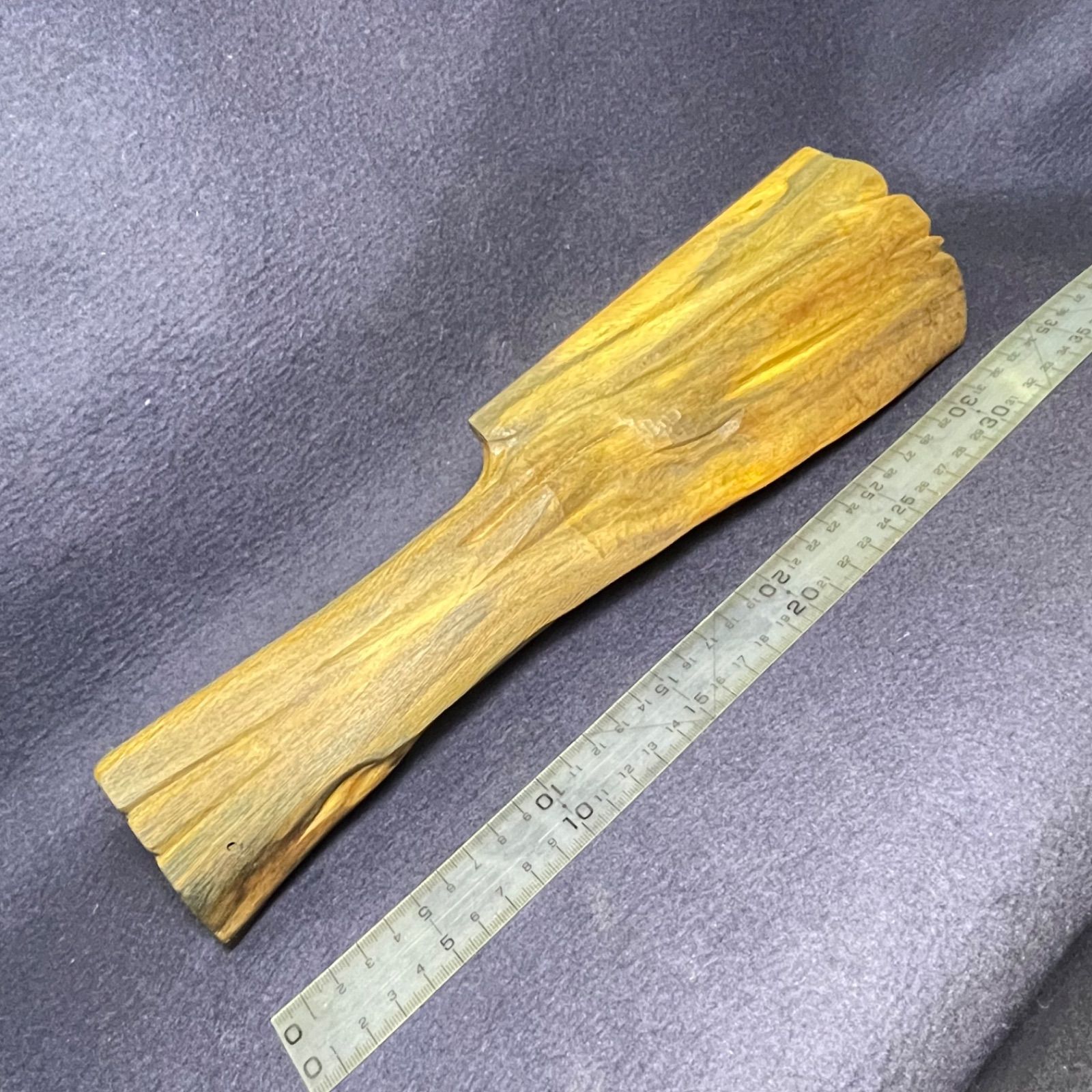 木彫 木槌(バトニング棒) 鉈型(リグナムバイタ•LVK865) 865g 緑檀 癒瘡