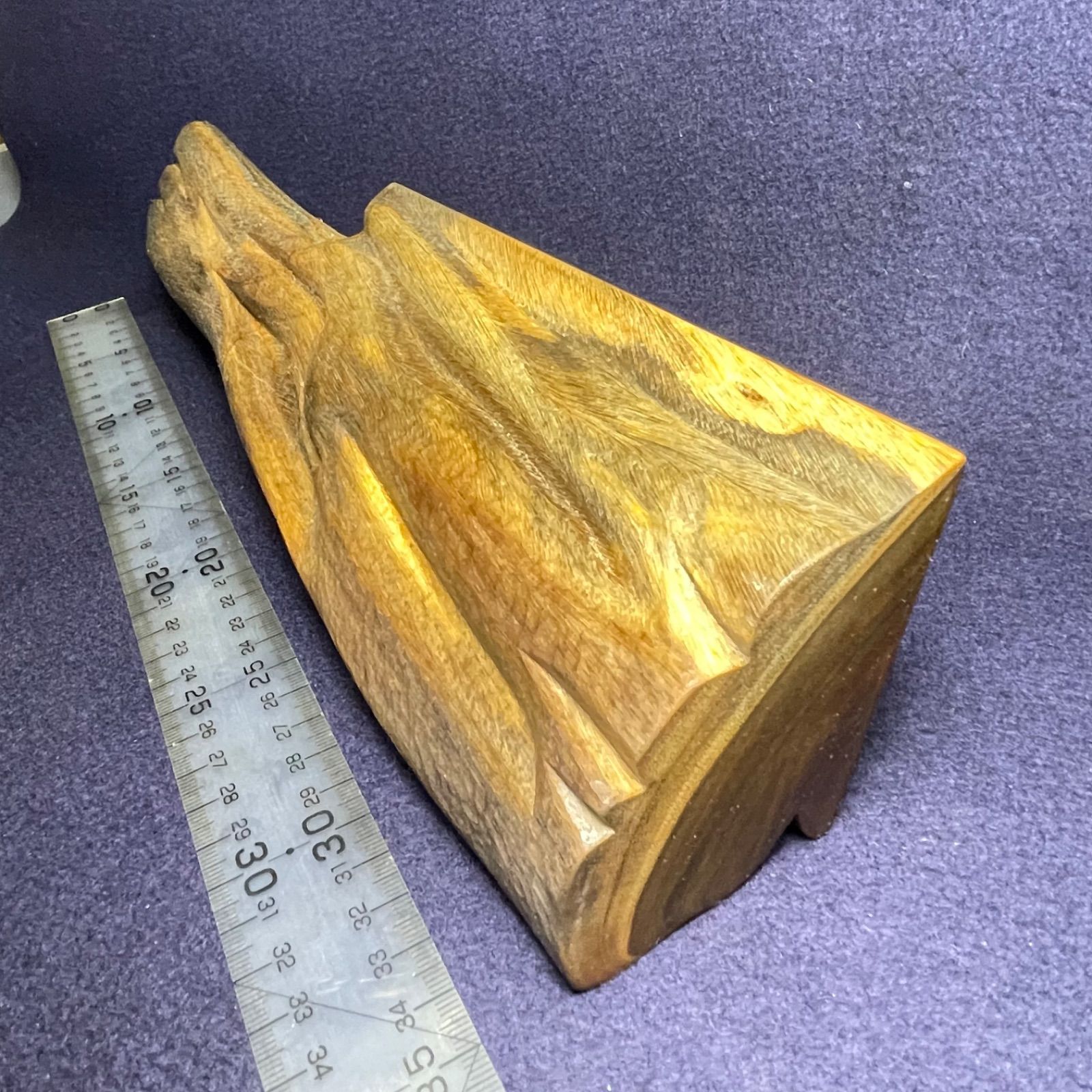 木彫 木槌(バトニング棒) 鉈型(リグナムバイタ•LVK865) 865g 緑檀 癒瘡