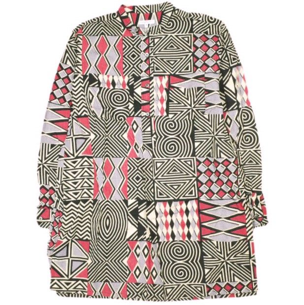 Engineered Garments エンジニアードガーメンツ 23 SS アメリカ製 NEPENTHES BANDED COLLAR SHIRT – AFRICAN PRINT アフリカンプリント バンドカラーロングシャツ S BEIGE 長袖