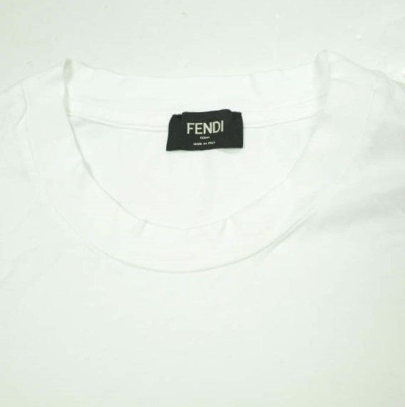 FENDI フェンディ 半袖 Tシャツ ズッカ柄 ホワイト アシンメトリー FENDI フェンディ 半袖 Tシャツ ズッカ柄 ホワイト アシンメトリー