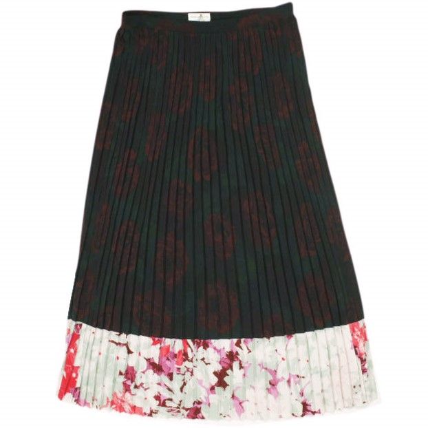 DRIES VAN NOTEN ドリスヴァンノッテン 23 SS SAREAN BIS 6015 W SKIRT DESA フラワープリント プリーツスカート 231 010807 975 34 BLACK 定価124 300円 ボトムス