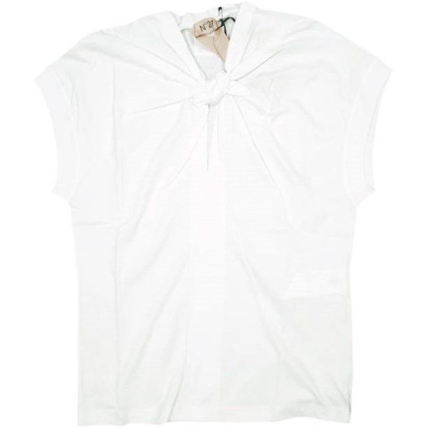 新品 N°21 ヌメロヴェントゥーノ 24SS リボンデザインハーフスリーブトップス 24S-F021-4157 38 BLACK Tシャツ カットソー 定価42,900円 新品 N°21 ヌメロヴェントゥーノ 24SS リボンデザインハーフスリーブ