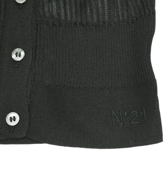 N°21 ヌメロヴェントゥーノ 22SS イタリア製 1R MAGLIA CARDIGAN レーヨンハイゲージクルーネックカーディガン 22SW-A018-7623 40 BLACK 定価82,500円 ニット リブ編み トップス【新古品】【中古】【N°21】 新品 N°21 ヌメロヴェントゥーノ 22SS イタリア製 1R MAGLIA CARDIGAN
