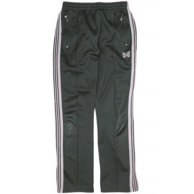 Needles x BEAMS ニードルス ビームス 別注 日本製 NARROW TRACK PANT SPECIAL ナロートラックパンツ スペシャル BG 213 S BLACK GRAY PURPLE ロゴ刺繍 イージー ジャージー ボトムス g 23183