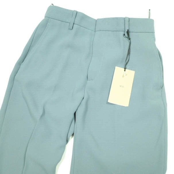 新品 N°21 ヌメロヴェントゥーノ 23AW ダブルヘム ノープリーツトラウザーズ 23AW-B011-5159 40 Green 定価72,600円 スラックス パンツ 新品 N°21 ヌメロヴェントゥーノ 23AW ダブルヘム ノープリーツ