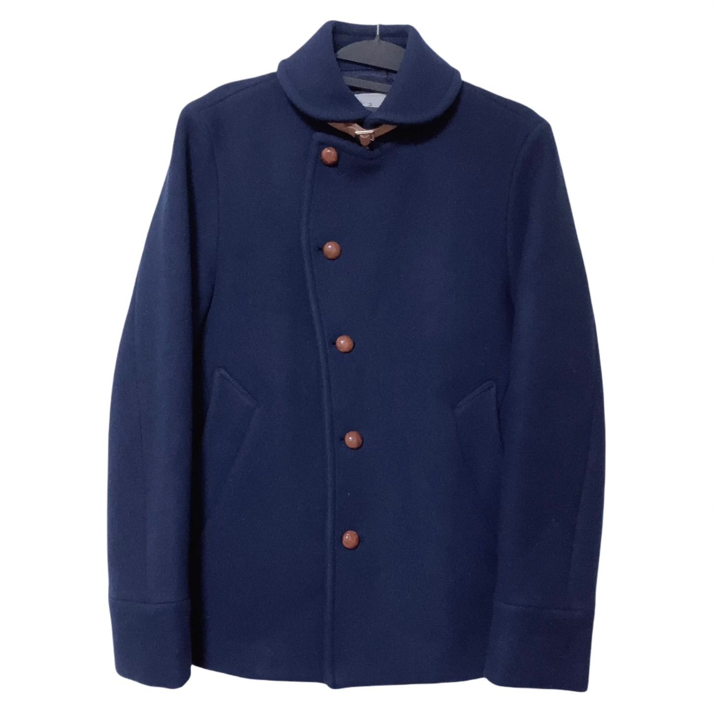 z1710 【美品】ÉDIFICE エディフィス ウールコート くるみボタン 濃青