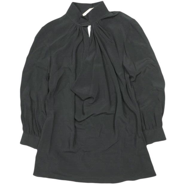 N°21 ヌメロヴェントゥーノ 23 SS イタリア製 アセテートシルク オープンネックブラウス L 2 BLUSA TESSUTO S G 041 5111 40 BLACK 定価64 900円 長袖 プルオーバー シャツ トップス 22998