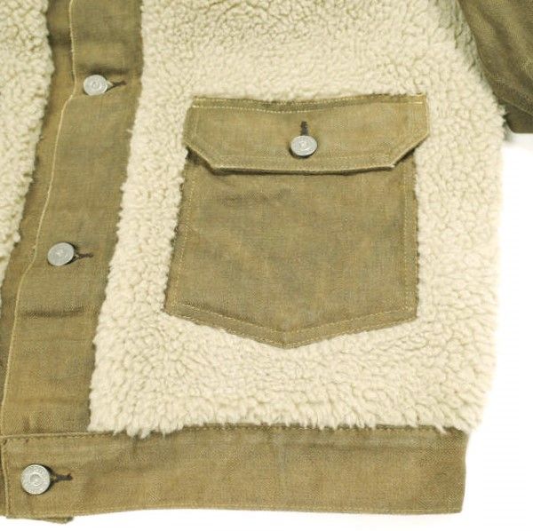 RRL ダブルアールエル フリースパネルド デニムジャケット 782872028001 M Brown Gジャン Double RL グリズリー 熊ジャン ボア アウター RRL ダブルアールエル フリースパネルド デニムジャケット